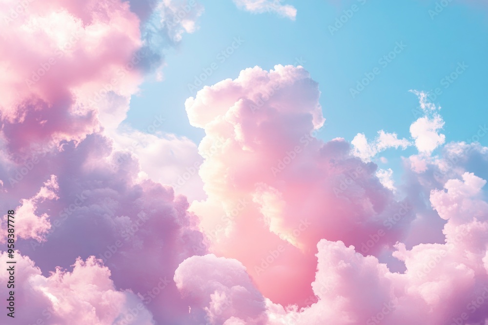 Fantasy sky with sugar cotton color pastel clouds in a dreamy background , ai Fantasy sky with sugar cotton color pastel clouds in a dreamy background , ai
