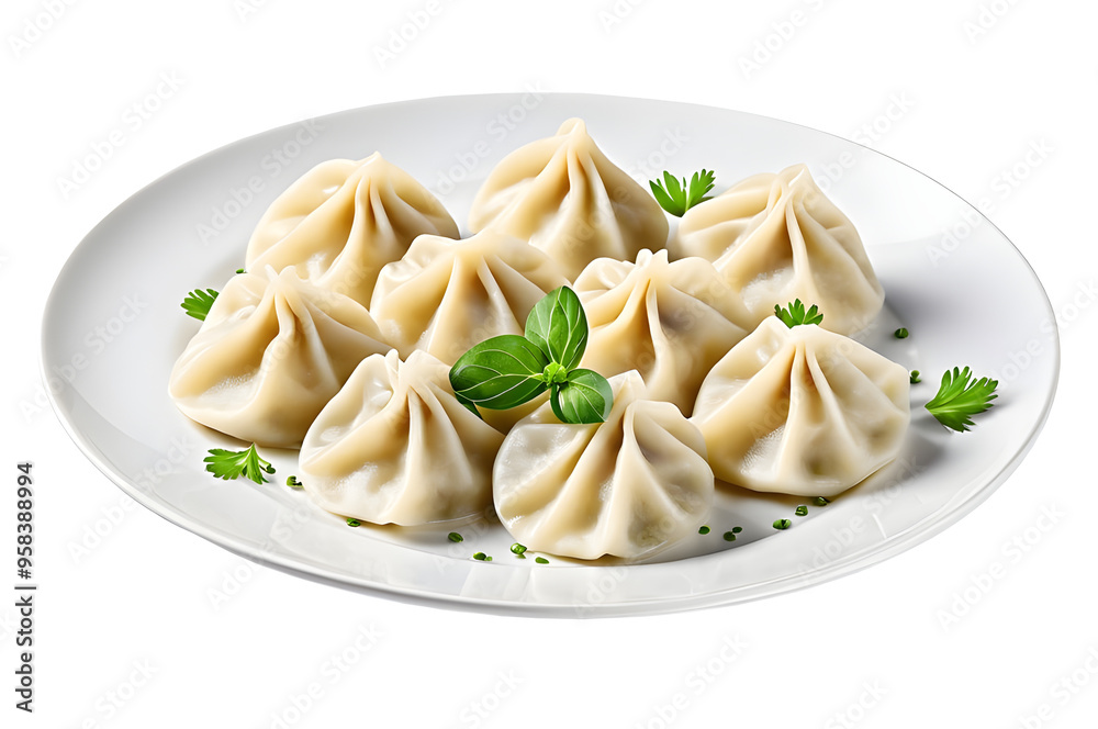 Appetizing dumplings served in a plate isolated on a transparent background, ideal for food-related projects, restaurant menus, or culinary designs highlighting delicious, traditional cuisine. Appetizing dumplings served in a plate isolated on a transparent background, ideal for food-related projects, restaurant menus, or culinary designs highlighting delicious, traditional cuisine.