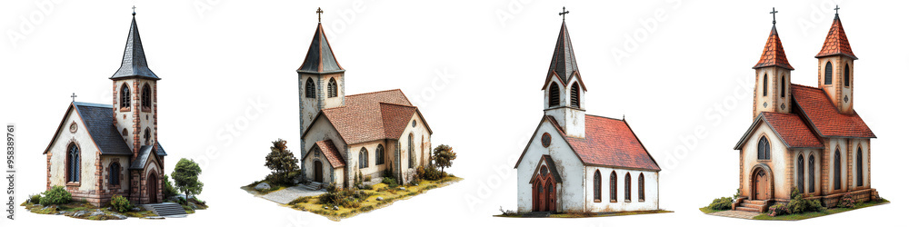 Charming stone church with tall steeple in a rural setting historical building transparent background Charming stone church with tall steeple in a rural setting historical building transparent background