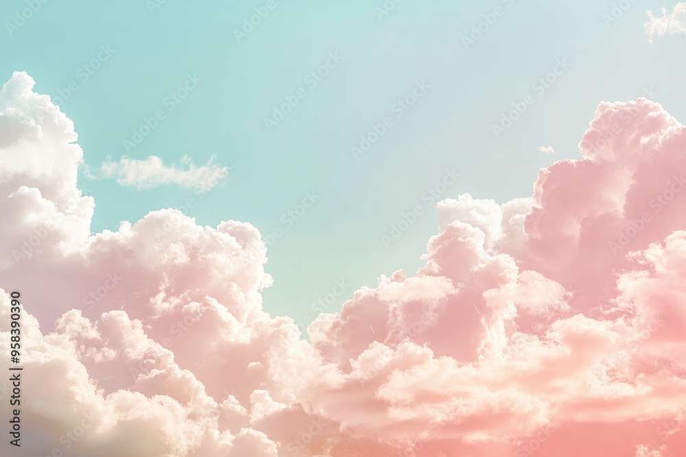 Fantasy sky with sugar cotton color pastel clouds in a dreamy background , ai Fantasy sky with sugar cotton color pastel clouds in a dreamy background , ai
