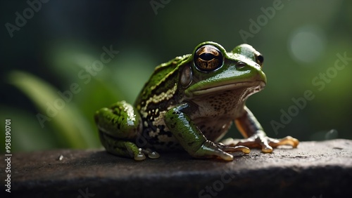 Frog camouflaged in a bed of fallen leaves, blending seamlessly into its surroundings