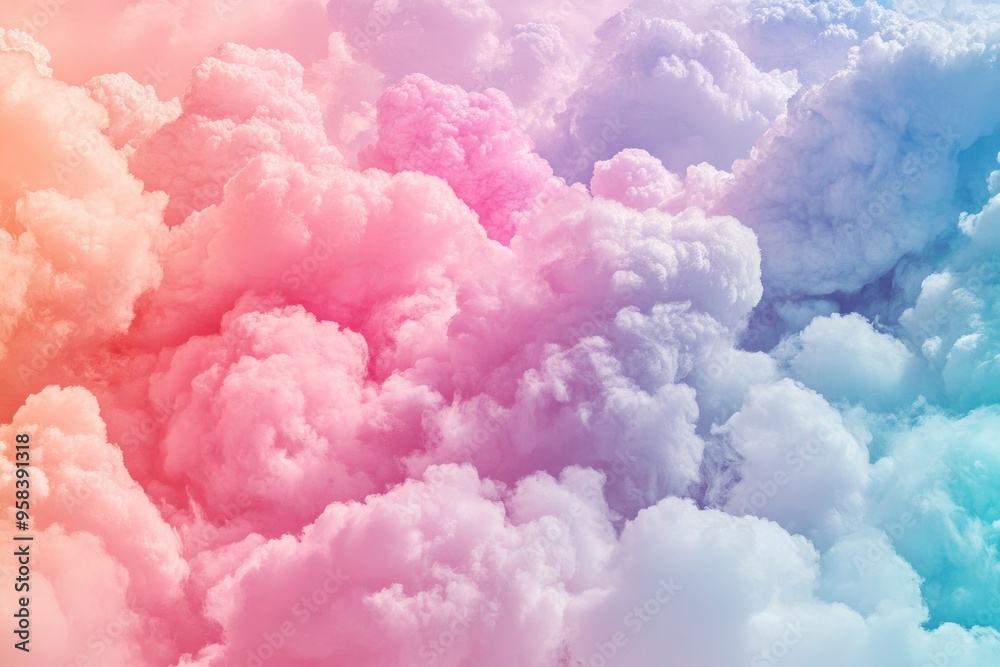 Fantasy sky with sugar cotton color pastel clouds in a dreamy background , ai Fantasy sky with sugar cotton color pastel clouds in a dreamy background , ai