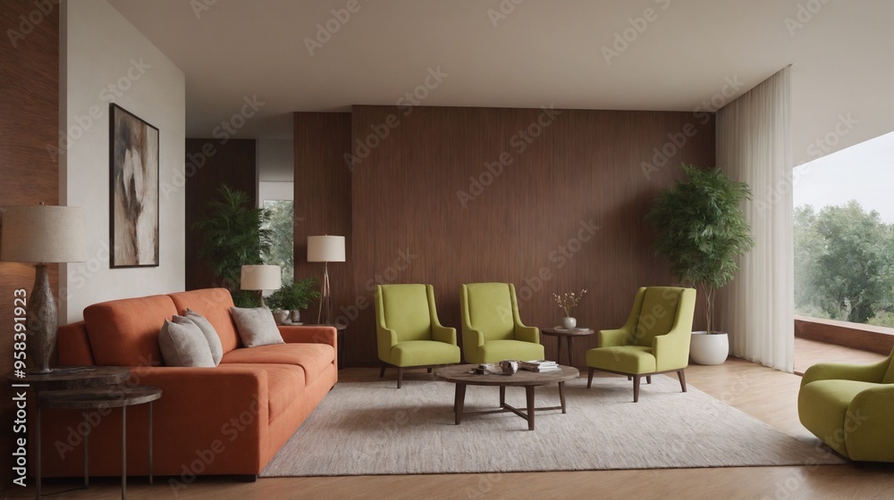 Cosy living room interior, Scandinavian-style mock-up. Floor lamp, wooden furniture and elegant home accessories. Cosy living room interior, Scandinavian-style mock-up. Floor lamp, wooden furniture and elegant home accessories.