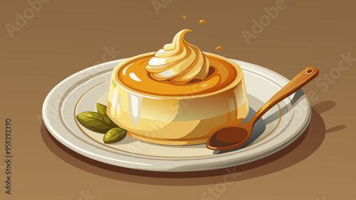 Vanilla Panna Cotta: A Delicate Dessert with Caramel Perfect for Fine Dining Menus, Cafes, and Restaurant Promotions.