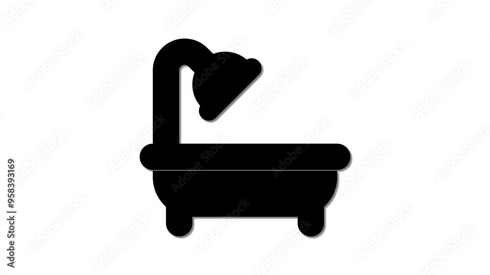 Bathtub icon symbolizes relaxation and cleanliness. Represents home comfort, hygiene, and bathing routine. Bathtub icon symbolizes relaxation and cleanliness. Represents home comfort, hygiene, and bathing routine.