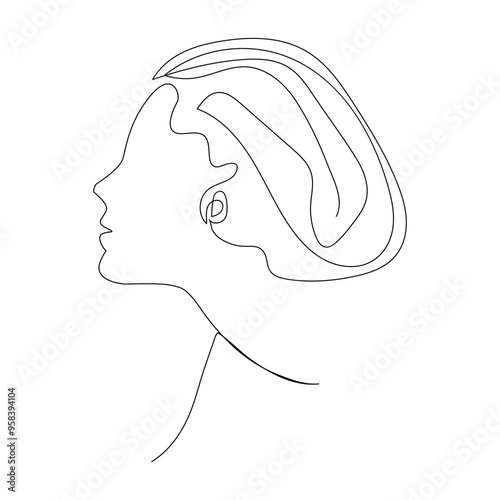 Woman profile female beauty concept. Line drawing vector illustration, Woman face line art drawing abstract line drawing beauty girl feminine face illustration