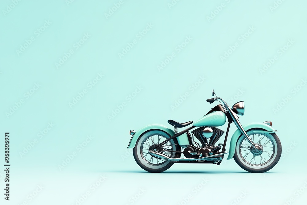 Retro motorcycle on turquoise background, minimalist style Retro motorcycle on turquoise background, minimalist style