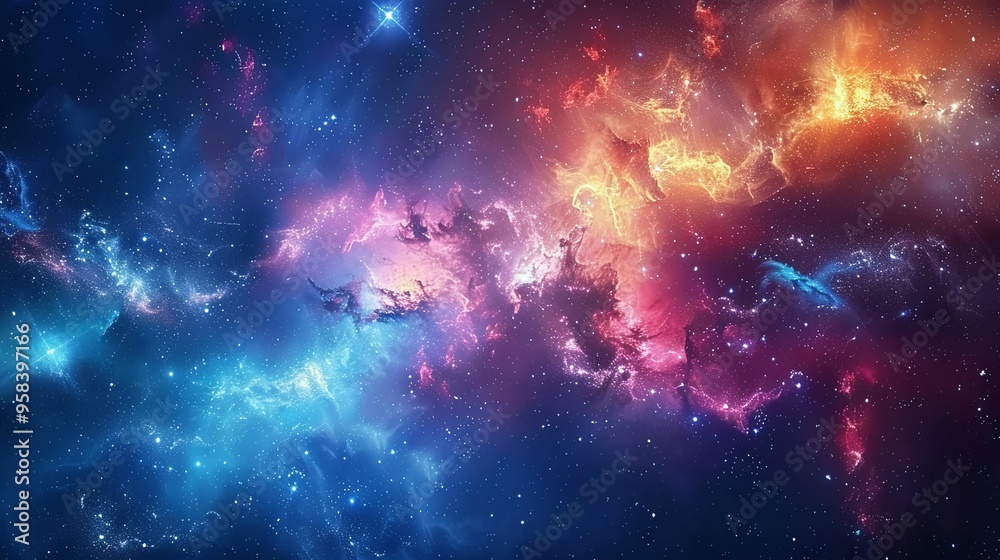 A Colorful Nebula in a Starry Sky A Colorful Nebula in a Starry Sky