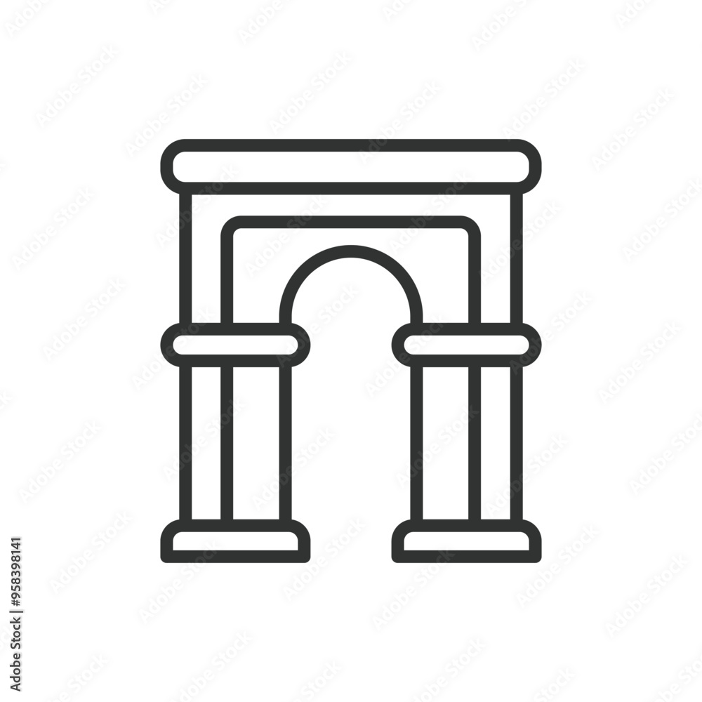 Building Arc, in line design. Building arc, architectural arch, archway, structure, architecture, doorway, on white background vector. Building Arc, editable stroke icon. Building Arc, in line design. Building arc, architectural arch, archway, structure, architecture, doorway, on white background vector. Building Arc, editable stroke icon.
