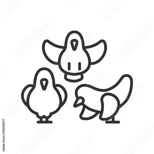 Doves, in line design. Doves, peace symbol, white dove, bird, flying dove, love, on white background vector. Doves, editable stroke icon.