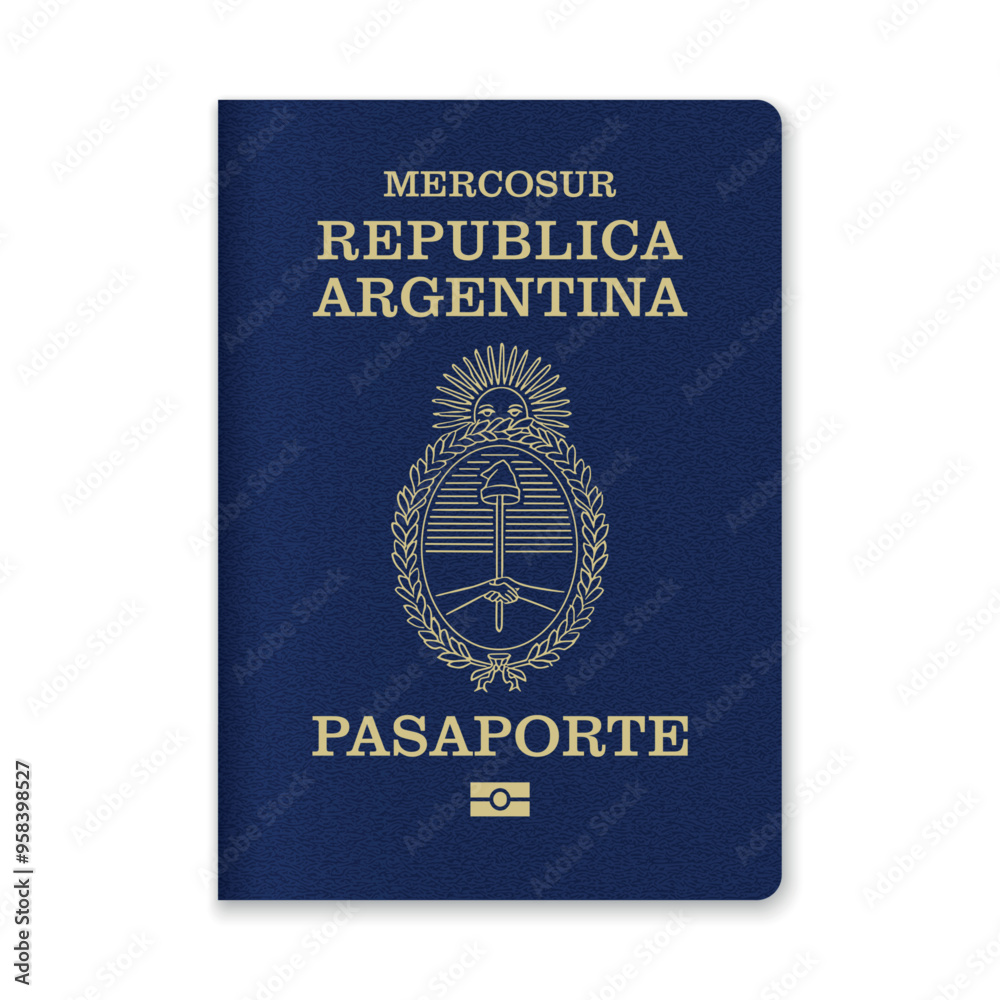 Naklejka premium Argentina Passport Cover with Gold Emblem and Text