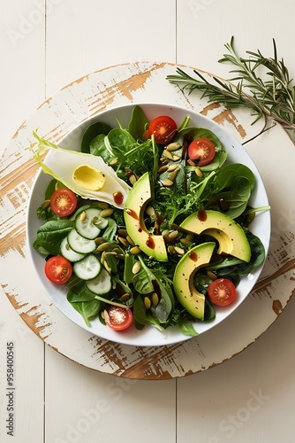 salad with avocado and salmon_ Generated with Ai