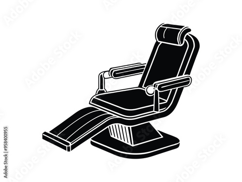 Dental Chair Icon Set - Professional Black and White Vector Illustrations