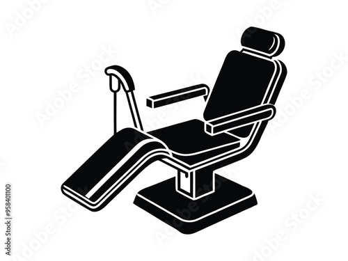 Dental Chair Icon Set - Professional Black and White Vector Illustrations