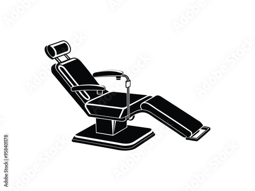 Dental Chair Icon Set - Professional Black and White Vector Illustrations