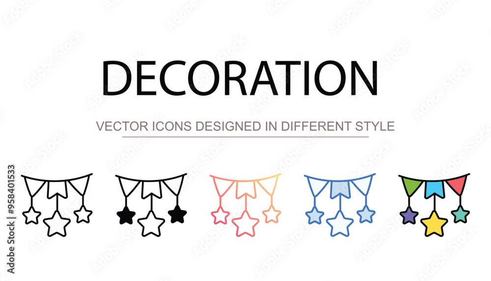 Decoration icon design with white background stock illustration