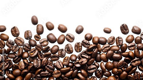 Coffee beans isolated on transparent background, PNG photo