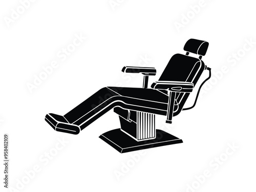 Dental Chair Icon Set - Professional Black and White Vector Illustrations