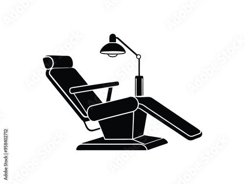 Dental Chair Icon Set - Professional Black and White Vector Illustrations
