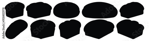 Bread silhouettes set, bakery pack of vector silhouette design, isolated background