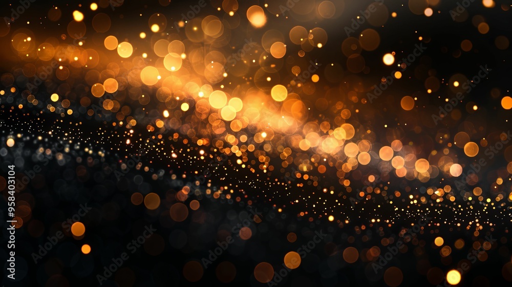 Abstract Background of Golden Bokeh Lights on Black Abstract Background of Golden Bokeh Lights on Black