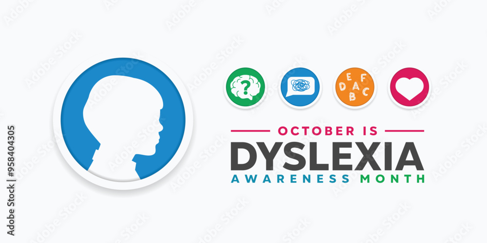 Dyslexia Awareness Month. Great for cards, banners, posters, social media and more. White background. Dyslexia Awareness Month. Great for cards, banners, posters, social media and more. White background.