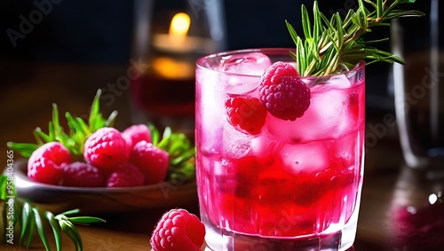 Wallpaper Mural Refreshing summer drink Raspberry Rosemary Bliss with ice Torontodigital.ca