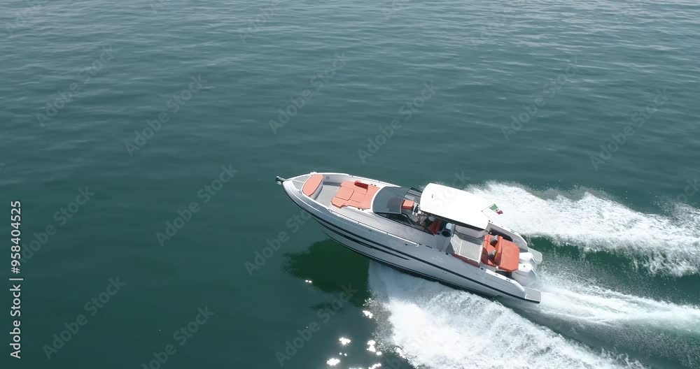 motor boat in navigation, lake of iseo, italy motor boat in navigation, lake of iseo, italy