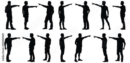Human silhouette set vector design big pack of pointing illustration and icon