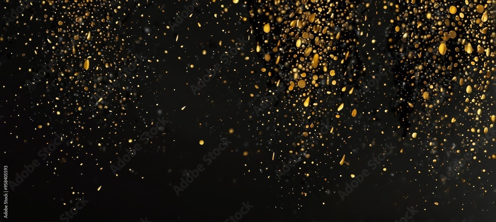 Gold glitter and shiny golden rain on black background Gold glitter and shiny golden rain on black background