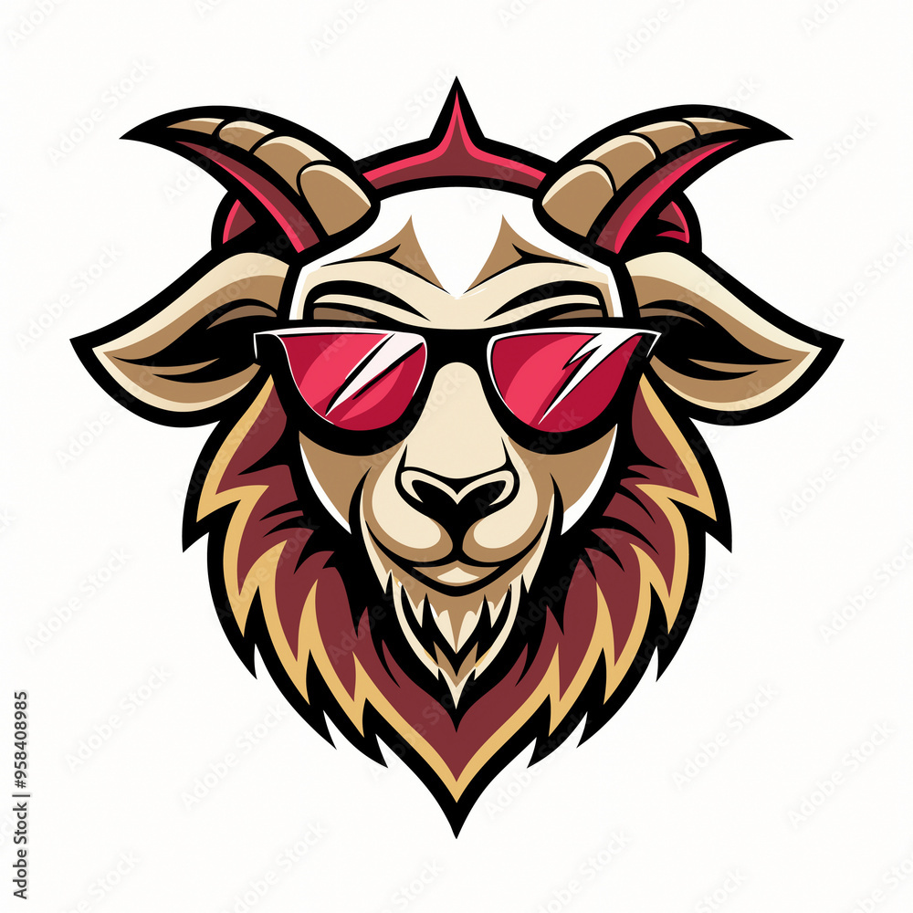 Trendy Goat Head Logo with Glasses for Fashion Brand Identity – Ideal for Posters, Banners, and T-Shirt Printing Trendy Goat Head Logo with Glasses for Fashion Brand Identity – Ideal for Posters, Banners, and T-Shirt Printing