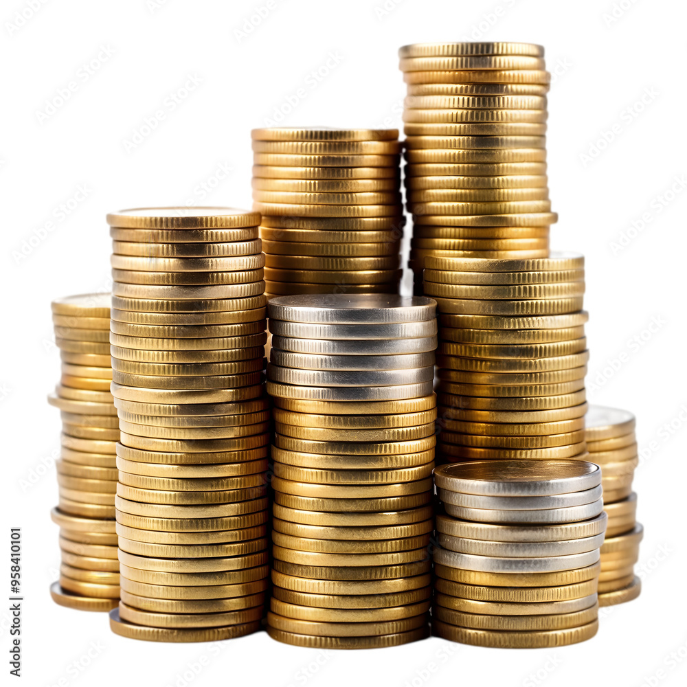 coins in stack isolated on transparent background coins in stack isolated on transparent background