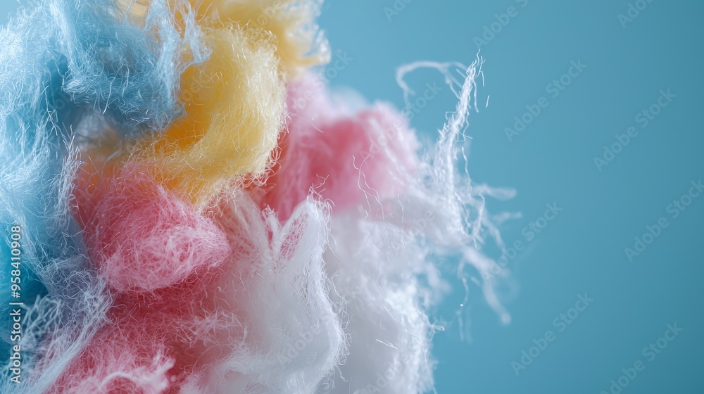 Close-up of synthetic fibers shedding from laundry, emphasizing the role of household activities in microplastic pollution. Close-up of synthetic fibers shedding from laundry, emphasizing the role of household activities in microplastic pollution.