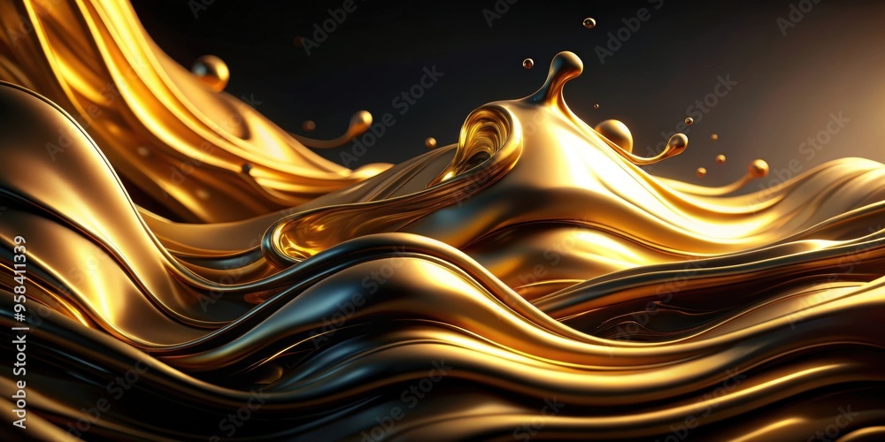 Gold and black liquid background, luxury, elegant, vibrant, abstract, shiny, fluid, texture, metallic, contrast, opulent
