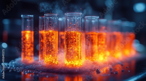 Glowing Liquid in Test Tubes