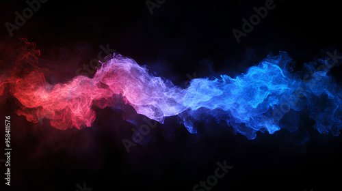Blue and red fire isolated on black background