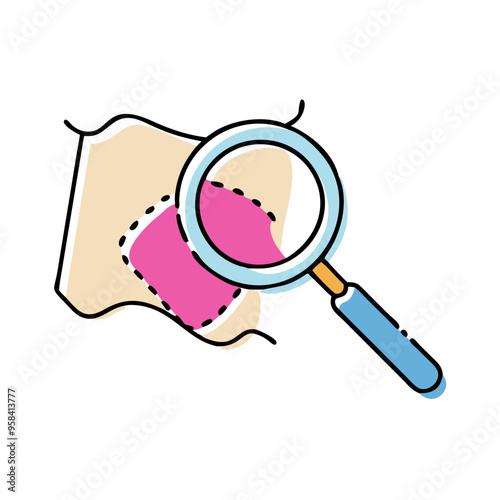 : Inquisitive Magnifying Glass Inspecting Fabric Swatches for Quality Assurance