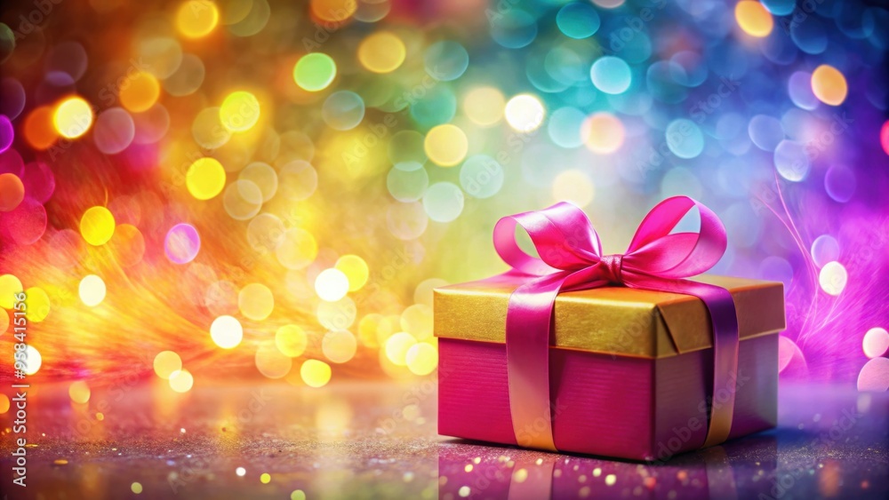 Bright gift box tied with ribbon on abstract background postcard, gift, box, ribbon, abstract, background, postcard Bright gift box tied with ribbon on abstract background postcard, gift, box, ribbon, abstract, background, postcard