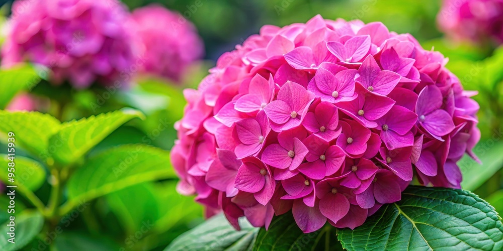 Vibrant pink hydrangea flower in full bloom, Hydrangea, pink, flower, bloom, vibrant, beautiful, nature, garden, petal Vibrant pink hydrangea flower in full bloom, Hydrangea, pink, flower, bloom, vibrant, beautiful, nature, garden, petal