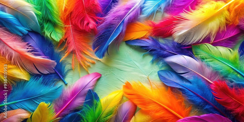 Fototapeta premium Abstract background with colorful feathers , abstract, background, feathers, texture, soft, delicate, vibrant