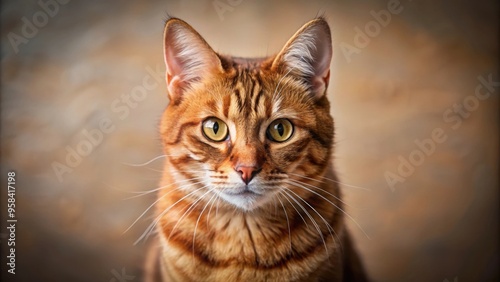 Beautiful brown home cat looking into the camera, domestic, pet, feline, animal, cute, portrait, close-up, whiskers, fur