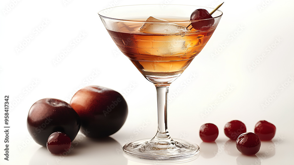 Manhattan cocktail isolated on white background Manhattan cocktail isolated on white background
