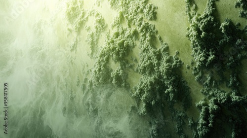 Wallpaper Mural 3D rendering of algae formation on a wall resulting from heavy rainfall featuring a macro perspective suitable for background or wallpaper use Torontodigital.ca