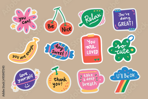 Colorful Cute Retro Quote Sticker