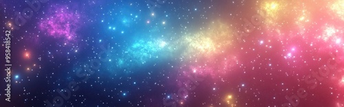 Colorful cosmos featuring stardust and the Milky Way depicted in a 3D cartoon rendering A magical galaxy with vibrant colors set in an infinite universe and starry night