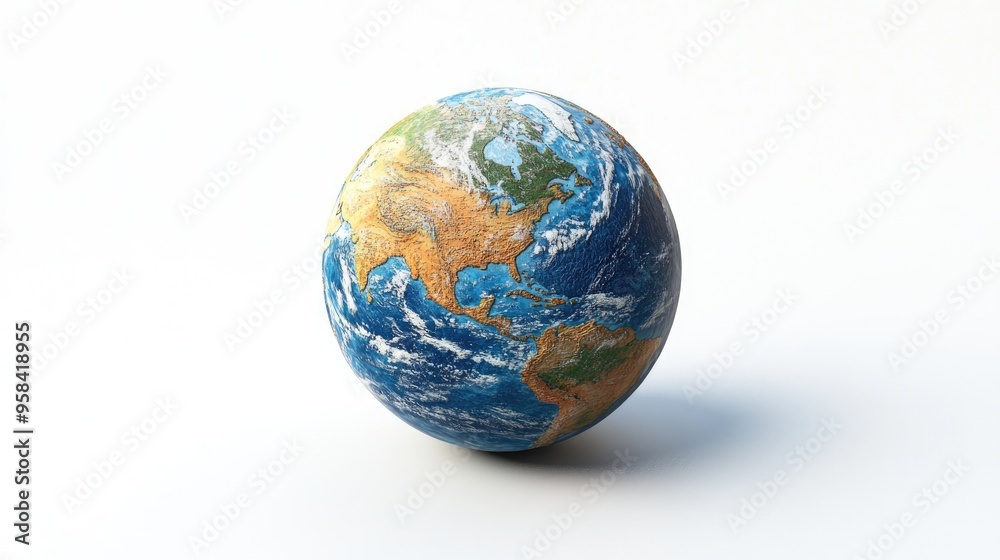 Isolated on a white background a 3D cartoon rendering of a globe