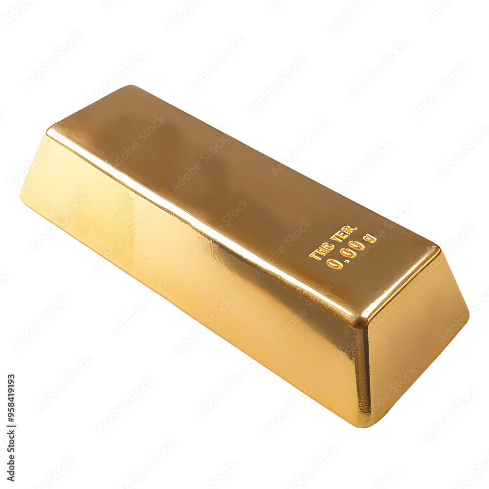 A shiny gold bar engraved. isolated on a white background. A shiny gold bar engraved. isolated on a white background.