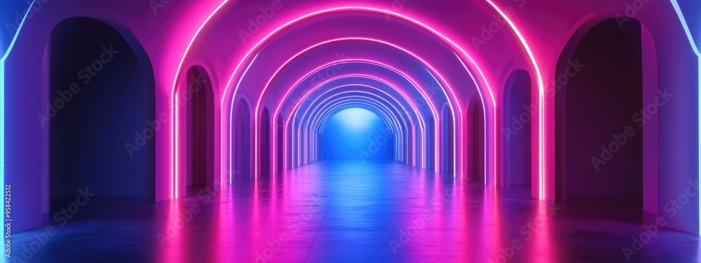 Abstract arched interior architecture background in 3D render Abstract arched interior architecture background in 3D render