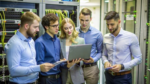  group of young business people it engineer in network