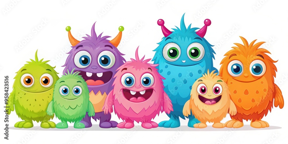 Cute of colorful monster characters , monster, cute,, fantasy, creature, whimsical, adorable, cartoon, character, funny Cute of colorful monster characters , monster, cute,, fantasy, creature, whimsical, adorable, cartoon, character, funny